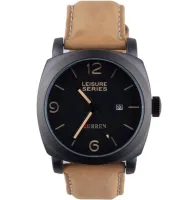 Чоловічі наручні Curren Leisure Series 8158 на руку з ремінцем зі штучної шкіри, Класичний кварцовий годинник з чорним циферблатом і календарем