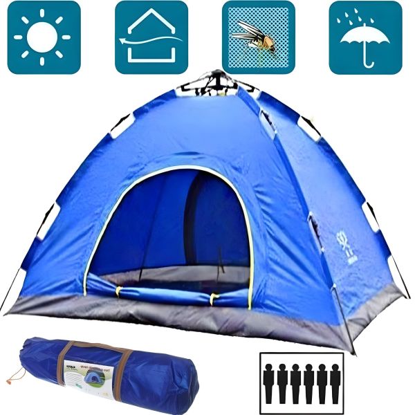 Палатка автоматическая Leomax LX-1601 6-ти местная Синяя 250x200x150 см туристическая, автомат, шестиместная