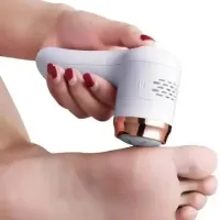 Callus Remover Y2023-1 cordless pumice stone for heel cleaning and callus removal, Grinding file with 2 attachments for removing rough skin White