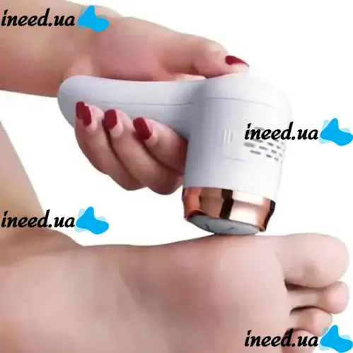 Callus Remover Y2023-1 cordless pumice stone for heel cleaning and callus removal, Grinding file with 2 attachments for removing rough skin White