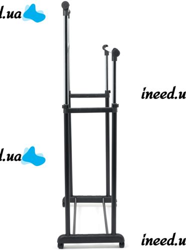Telescopic Rack-hanger for Storing Clothes and Shoes Double Pole Clothes Horse Outdoor Mobile Rack, double Hanger on wheels