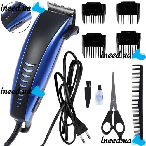 Domotec MS-3302 12W corded hair trimmer professional beard and moustache trimmer with interchangeable attachments Blue