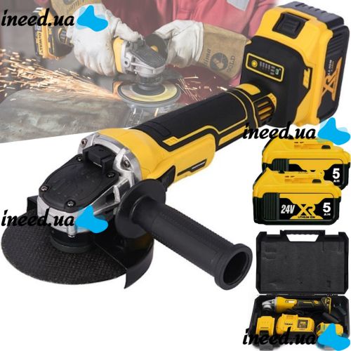 Cordless angle grinder 125 mm DeWalt DCG405N for 2 batteries 24V 5Ah, Cordless angle grinder turbine DeWalt in a case