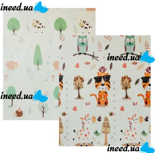 Children's double-sided educational Folding Thermo Mat Zoo Height Meter 180x200x1 cm, Thermal mat, Play mat with height measurement for children