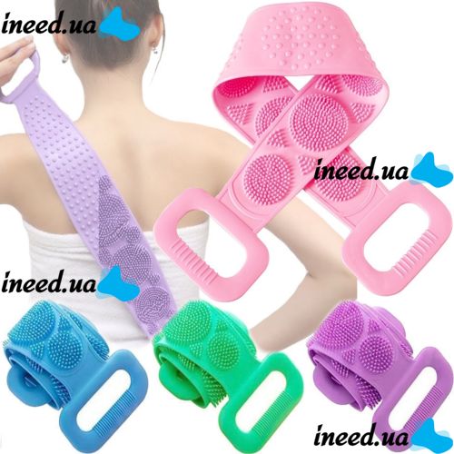 Silicone Double-Sided Body Scrubber, 70 cm, Body Scrubber and Massager, Shower and Bath Massage Brush with Handles, Silica Gel Bath Brush