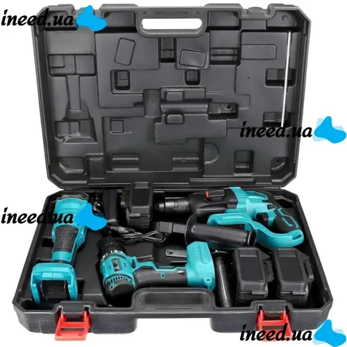 Акумуляторний набір Makita 3в1 Кутова шліфувальна болгарка DGA506Z шуруповерт DTW488 перфоратор DHR330Z Макіта 48V 5Ah з акумуляторами в кейсі