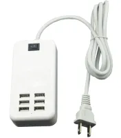 Мережевий зарядний пристрій USB Desktop Charger 20W на 6 портів з вимикачем, Зарядка адаптер для зарядки телефонів на 6 роз'ємів від мережі Білий