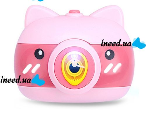 Children's soap Bubble Generator Pig Bubble Camera HJ-458 in the form of a camera, a toy camera for blowing soap bubbles on batteries