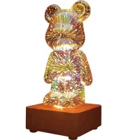 Projection LED RGB Lamp Bear Fireworks Atmosphere Light YD-340, Acrylic Night Light 3D Teddy Bear Fireworks 7 Colors MAG-732 from USB