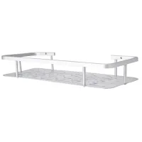 Wall Mounted Straight Bathroom Shelf Storage Rack AND144 for Accessories, Hanging Organizer 30x13x5.5cm Bathroom Wall Holder White