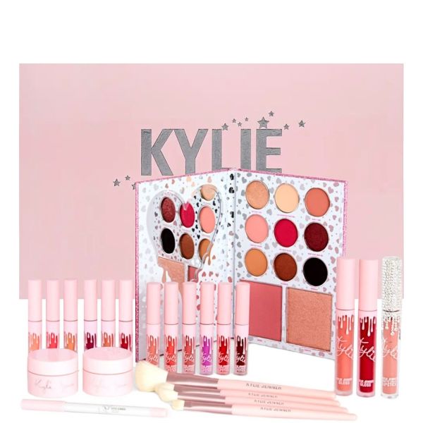 Большой подарочный набор косметики Kylie I Want It All Pink 23 в 1 декоративная косметика для лица помада, тени, кисти для макияжа и пудра Розовая