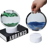 Настільна світлодіодна лампа нічник RGB пісочні гори 3D Sandscape з LED підсвічуванням 7 режимів і підставкою, рухомі годинник з сипучим піском