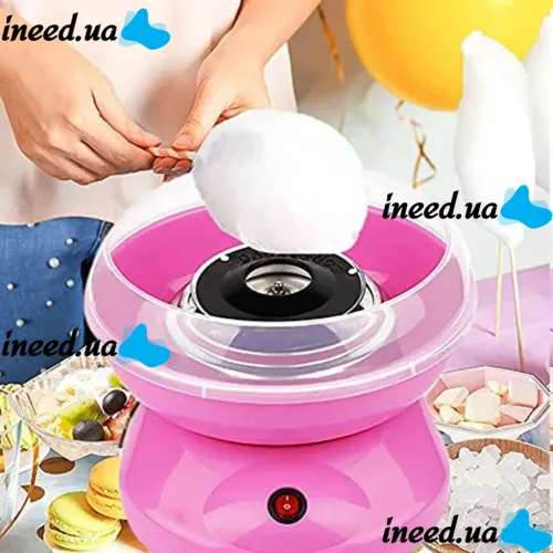 Мини аппарат для сладкой ваты Cotton Candy Maker GCM-520, Розовый, Машинка для сахарной ваты 500W, Сладкая вата для дома