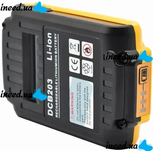 Universal Rechargeable Battery Dewalt DCB203 Yellow Li-on 24V 2Ah for Power Tools, Additional battery for a screwdriver 24V Yellow