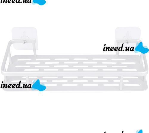 Wall Mounted Straight Bathroom Shelf Storage Rack AND144 for Accessories, Hanging Organizer 30x13x5.5cm Bathroom Wall Holder White