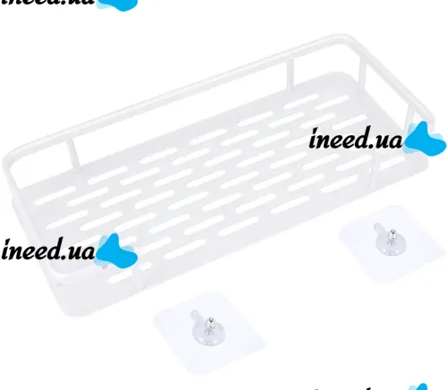Wall Mounted Straight Bathroom Shelf Storage Rack AND144 for Accessories, Hanging Organizer 30x13x5.5cm Bathroom Wall Holder White