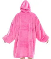 Толстовка-плед з капюшоном Huggle Hoodie Ultra Plush Blanket 2в1 унісекс оверсайз худі плюшевий плед з рукавами на флісі 74х110 см рожева