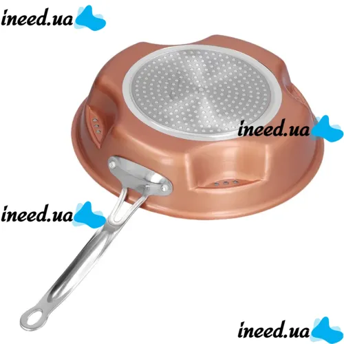 Стальная воздушная сковорода Migas Steel Air Fry Pan ML-0016 с антипригарным покрытием, Антипригарная сковородка для жарки без масла Коричневая