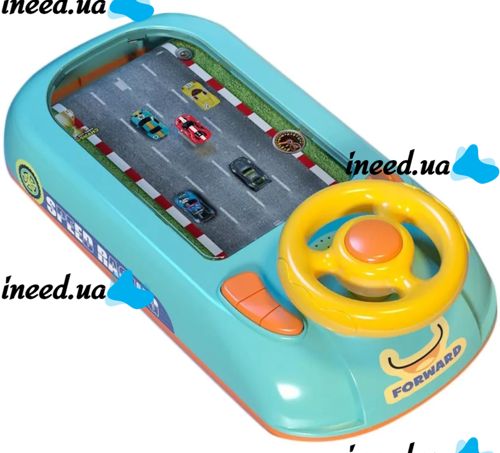 Настільна дитяча гра симулятор водіння Car Racing Adventure з кермом і іграшковими гонками імітація водіння 11 режимів від батарей Бірюзовий