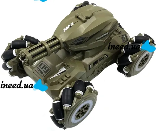 Дитячий всюдихід з кулеметом Tracked Tank Pank Shooter стріляє кульками на радіокеруванні від руки і пульта, акумуляторний танк 1500 mah Зелений