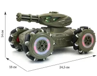 Дитячий всюдихід з кулеметом Tracked Tank Pank Shooter стріляє кульками на радіокеруванні від руки і пульта, акумуляторний танк 1500 mah Зелений