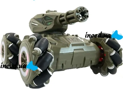 Дитячий всюдихід з кулеметом Tracked Tank Pank Shooter стріляє кульками на радіокеруванні від руки і пульта, акумуляторний танк 1500 mah Зелений