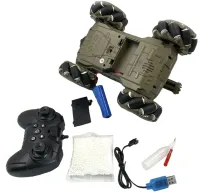 Дитячий всюдихід з кулеметом Tracked Tank Pank Shooter стріляє кульками на радіокеруванні від руки і пульта, акумуляторний танк 1500 mah Зелений