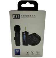 Петличний подвійний мікрофон K35 з AUX для смартфона з прищіпкою на одяг, Петличка 2 мікрофони з шумозаглушенням для блогера 3,5 мм до 20м Чорна