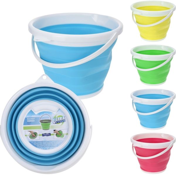 Складное силиконовое ведро на 5 литров Collapsible Bucket Emmer CB-5, туристическое универсальное круглое ведро Supretto с ручкой 5л
