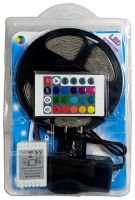 Комплект Світлодіодна LED стрічка 3528 RGB всі кольори 12V кольорова 5м пульт блок, різнобарвна в силіконі SMD2835 багатобарвна світлодіодної стрічки