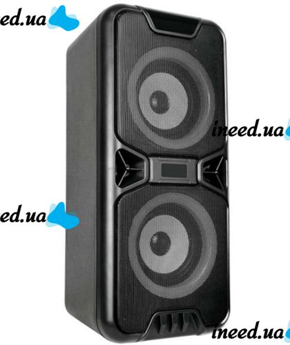 Акумуляторна колонка динамік Bluetooth BKK B86 з LED підсвічуванням 20W, бездротова акустична система караоке USB SD FM AUX від акумулятора Чорна