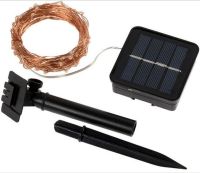 Уличная светодиодная гирлянда Solar String Lights 12 метров 100 LED RGB диодов с солнечной панелью, Водонепроницаемая Роса с пультом Мультицветная