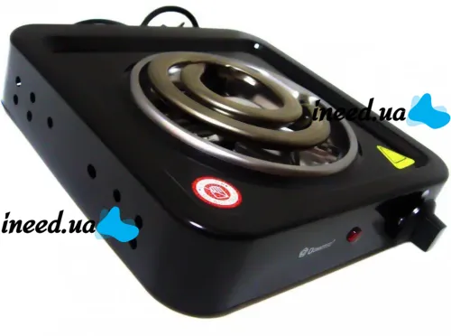 Настільна спіральна електрична плита на одну конфорку Domotec MS-5531 1000w одноконфорочная електроплита з широкою спіраллю і термостатом Чорна