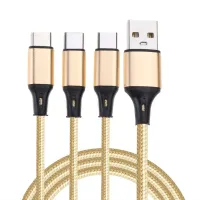Тройной зарядный USB кабель Proda Azeada Cavalry PD-B92th 3в1 Micro-USB, Type-C, Lightning для зарядки телефона 1.5м, Зарядка шнур 2.4 А Золотой