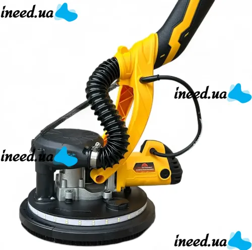 Шліфувальна машина з подовжувачем DeWalt SFMEE500S 215мм з пилозбірником для стін і стель, Шліфувальна машина жираф Деволт з пилососом і підсвічуванням від мережі