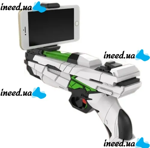 Детский игровой пистолет виртуальной реальности AR GAME GUN QFG-3 с креплением для телефона, Контроллер бластер для IOS Android на батарейках Белый