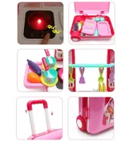 Children's Educational Playset kitchen Happy Chef 2in1, Large children's kitchen in a suitcase on wheels 678-206A