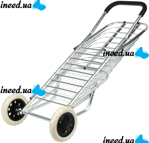 Folding Shopping Cart XS-2 with shopping basket up to 65 kg 42x39x91 cm, Household folding wheelbarrow basket on wheels with handle Silver