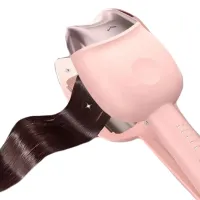 Керамическая плойка для завивки волос 32 мм Egg Roll Stick XL-290 45W, Керамические щипцы для завивки волос с двойным цилиндром для локонов Розовая