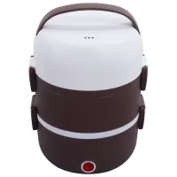 Электрический ланч бокс пароварка Electric lunch heater box 1500мл 3 секции для подогрева и приготовления еды от сети, судочек рисоварка для пищи