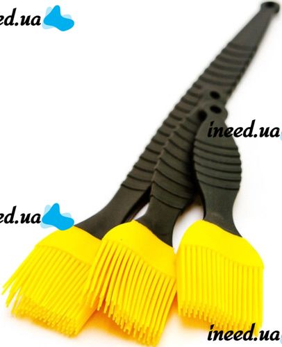Набір кондитерських силіконових кистей Better Brush з 3 штук з пластиковою ручкою для змазування їжі, випічки, кулінарні пензлики для кухні Жовті