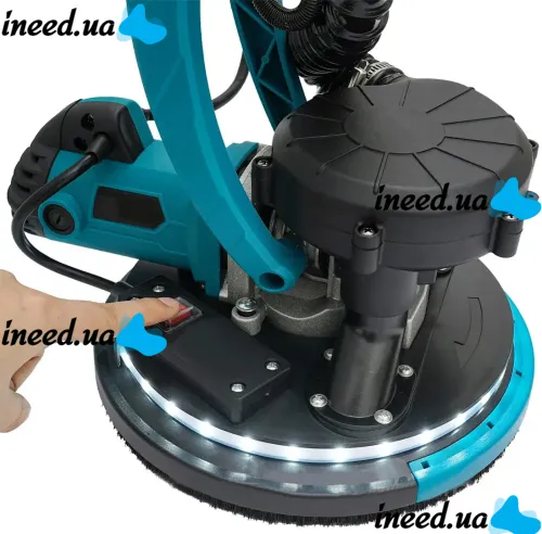 Шлифовальная машина с удлинителем Makita DSL800ZU 215мм с пылесборником для стен и потолков, Шлифмашина жираф с пылесосом и подсветкой от сети