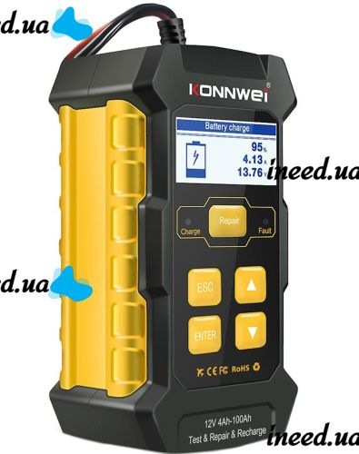 Автоматичний зарядний пристрій тестер KONNWEI KW510 для зарядки тестування автомобільних акумуляторів 4-100Ah аналізатор всіх типів АКБ