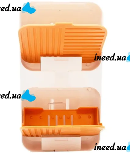 Wall-mounted Soap Organizer Flip Lid Drain Soap Box with 2 compartments with hinged lids, Double Hinged soap Dish with drain to the bathroom wall