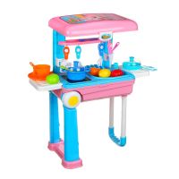 Children's Educational Playset kitchen Happy Chef 2in1, Large children's kitchen in a suitcase on wheels 678-206A