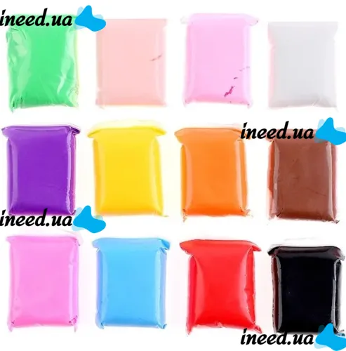 Solidifying plasticine Super Clay A1435D 12 colors for modeling and modeling figures, A set of air modeling with blades Worison BK-1012 for children