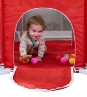 Bambi M1340 folding playpen with mosquito net for children's play, DreamToys Hexagonal ball dry pool with fence for toddlers