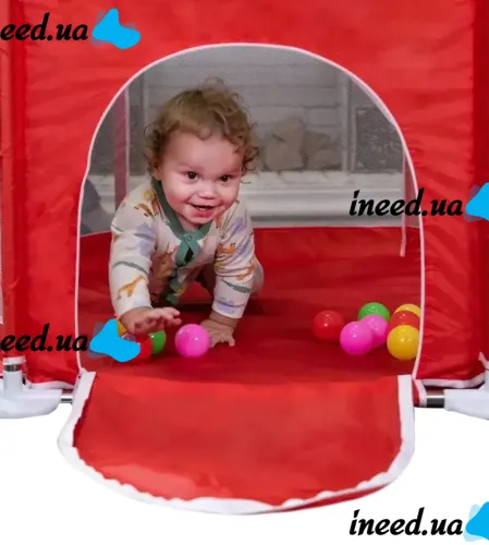 Bambi M1340 folding playpen with mosquito net for children's play, DreamToys Hexagonal ball dry pool with fence for toddlers