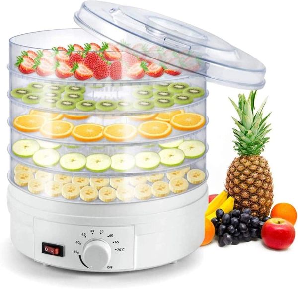 Electric dryer for vegetables, fruits and meat Royals Berg RB-959 800W White White for 5 compartments, Dehydrator, Electric dryer with thermostat regulator