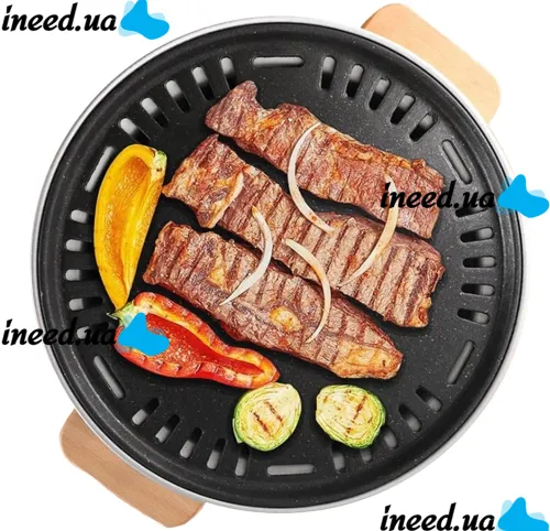 Бездимний круглий гриль з решіткою Stove NO.898 30 см для барбекю, Вугільна складна кругла піч для смаження м'яса, риби та овочів для кемпінгу